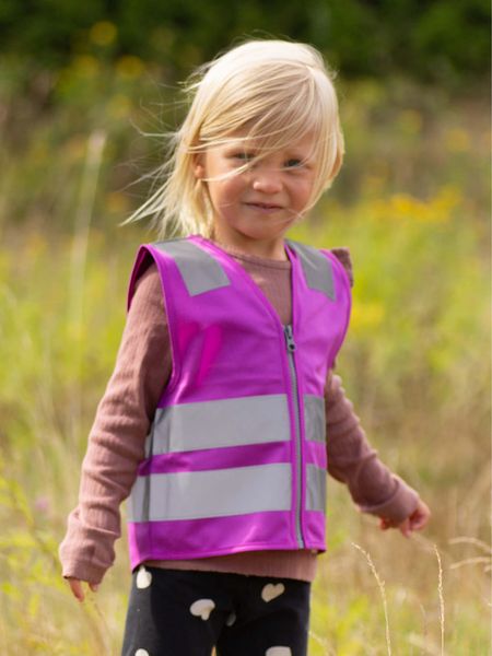 Hovedbilde Hoppin Refleksvest Lilla Neon Barn - Navnetrykk