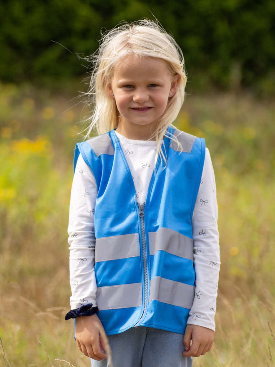 Hoppin Refleksvest Blå Neon Barn - Navnetrykk
