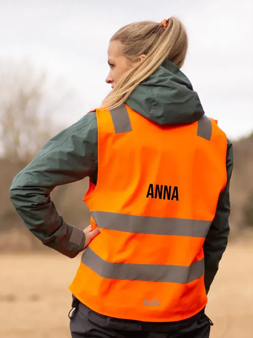 Hovedbilde Refleksvest Glidelås m/trykk - Voksen orange