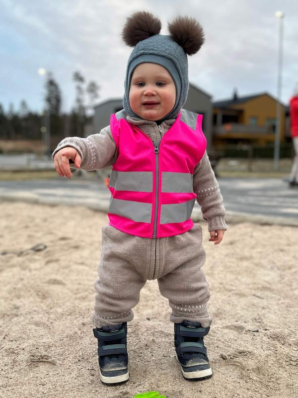 Refleksvest Glidelås - Barn rosa