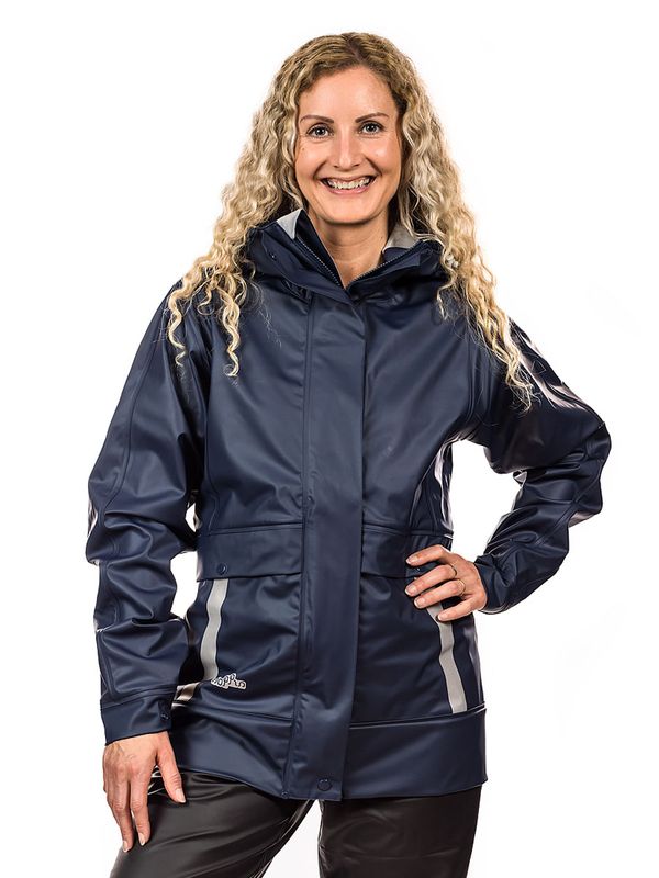 Robust PU Regnjakke Marine Dame
